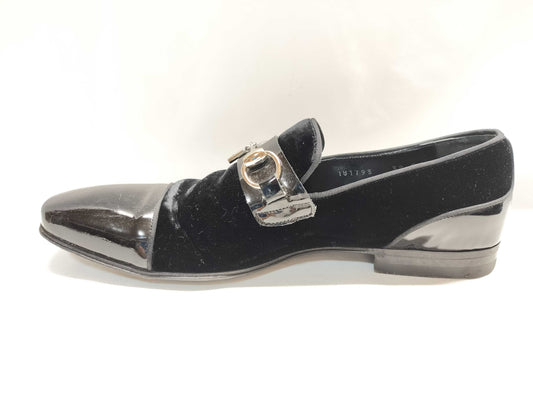 GUCCI Velour x Enamel Horsebit Loafers