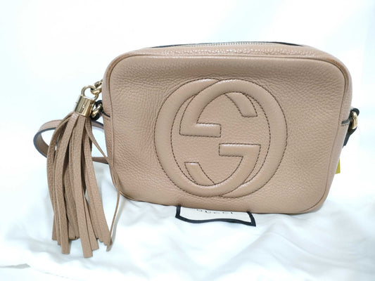 GUCCI Soho Beige Leather Shoulder Bag