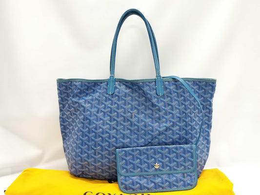 GOYARD Saint Louis PM Blue Tote Bag with Pouch