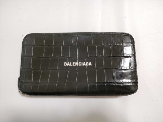 BALENCIAGA Round Zipper Embossed Wallet