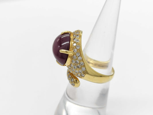Cabochon Ruby 10.10ct D1.05ct K18 11.4g Ring 