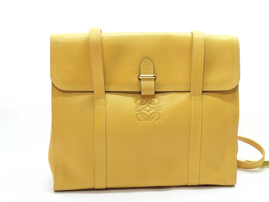 LOEWE Leather Tote Anagram Yellow Gold Hardware Shoulder Bag