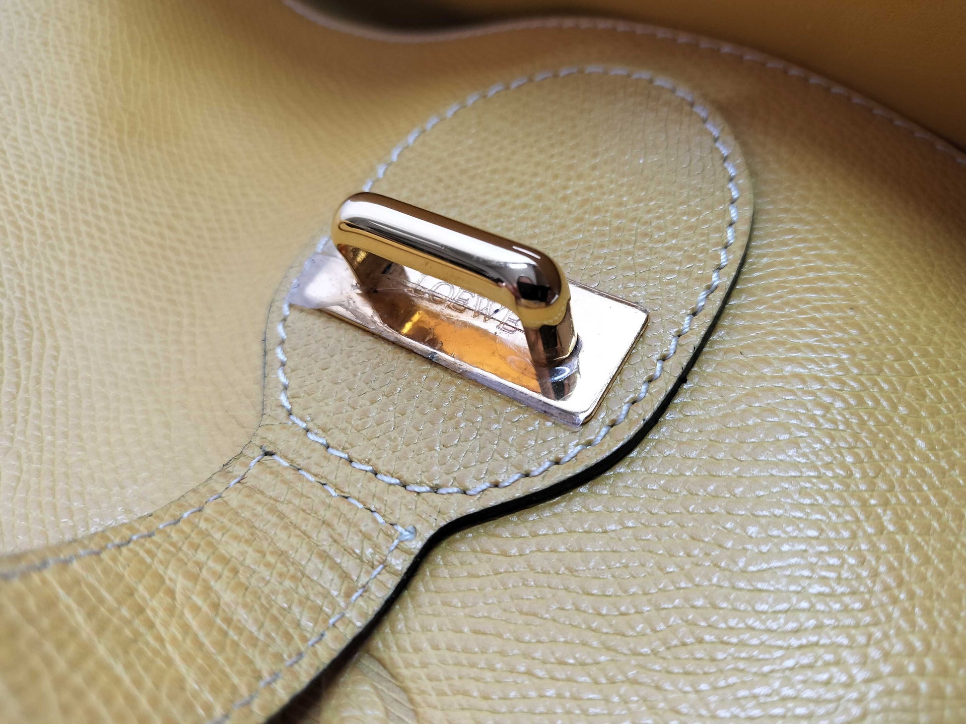 LOEWE Leather Tote Anagram Yellow Gold Hardware Shoulder Bag
