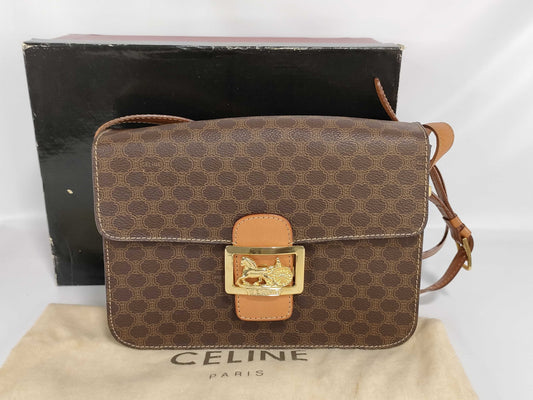CELINE Shoulder Bag with Carriage Hardware, Moderate Deterioration