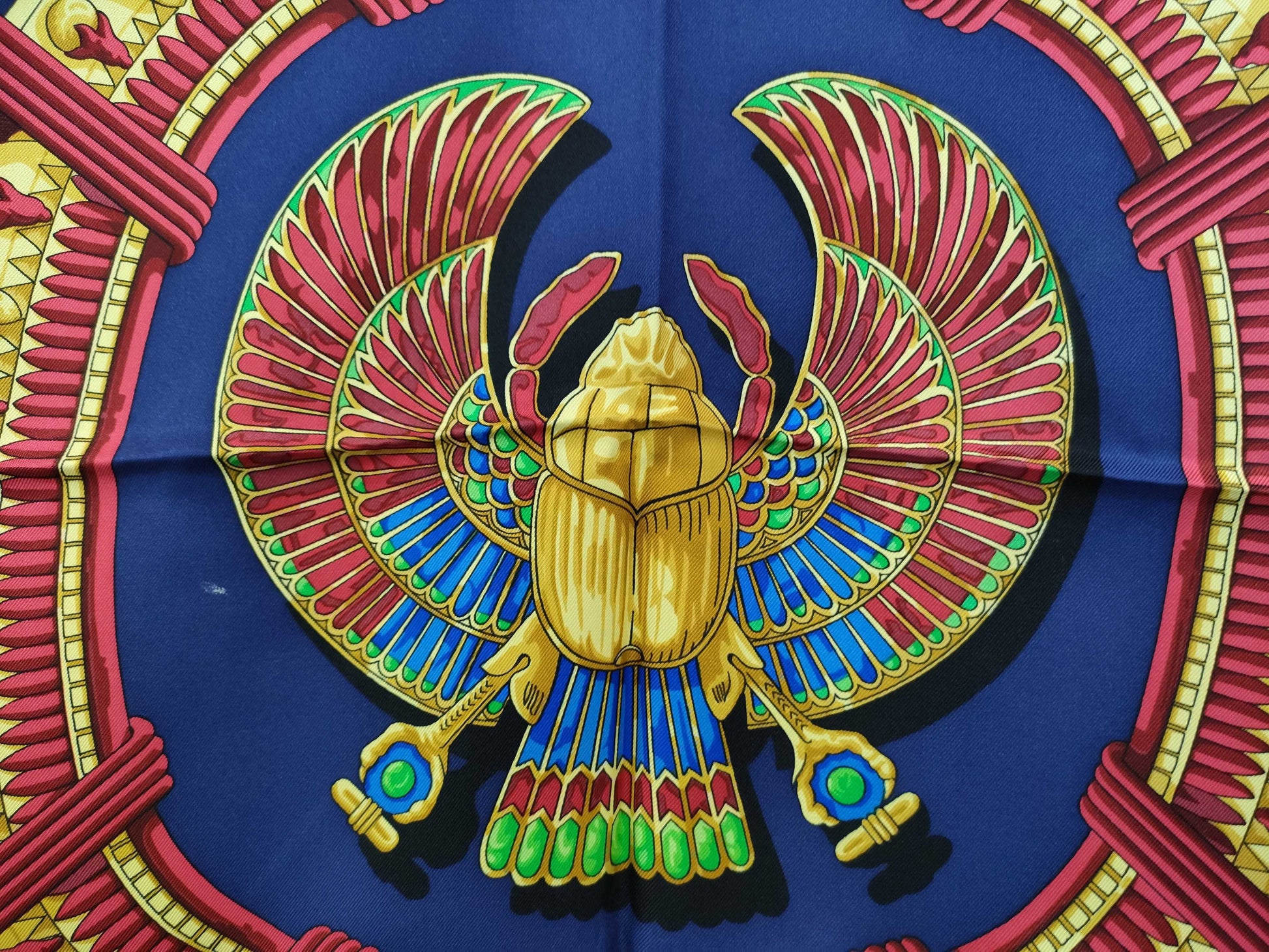 HERMES Carre Scarf with Scarab Pattern