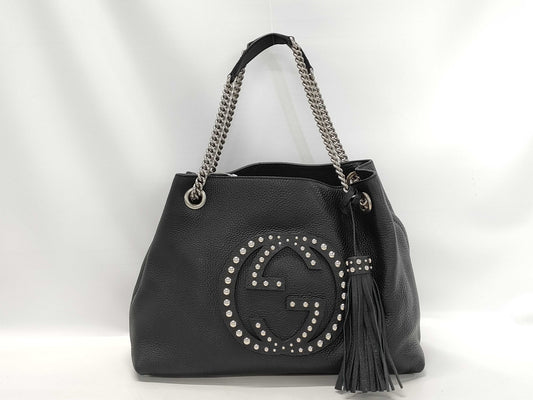 GUCCI 308982 Soho Interlocking G Stud Chain Bag Tote Bag