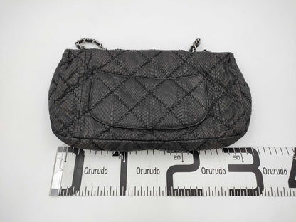 CHANEL Python Double Chain Bag, No. 15, Black, Warranty Included, Shoulder Bag