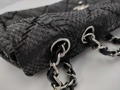 CHANEL Python Double Chain Bag, No. 15, Black, Warranty Included, Shoulder Bag