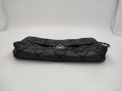 CHANEL Python Double Chain Bag, No. 15, Black, Warranty Included, Shoulder Bag
