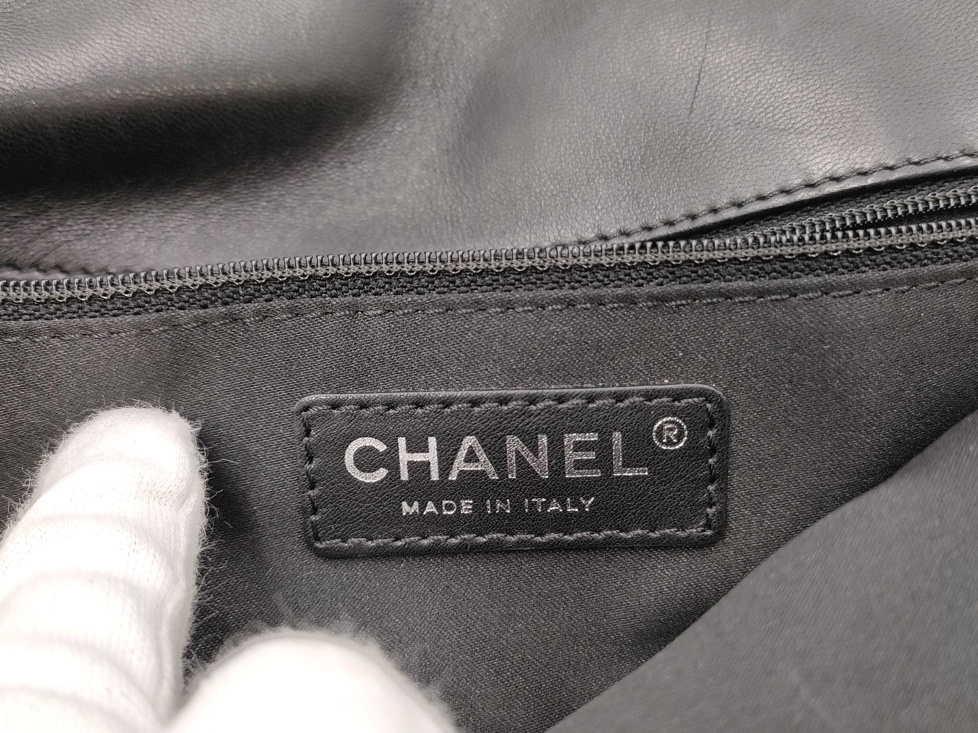 CHANEL Python Double Chain Bag, No. 15, Black, Warranty Included, Shoulder Bag