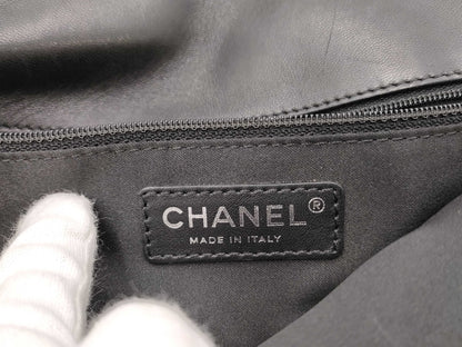CHANEL Python Double Chain Bag, No. 15, Black, Warranty Included, Shoulder Bag