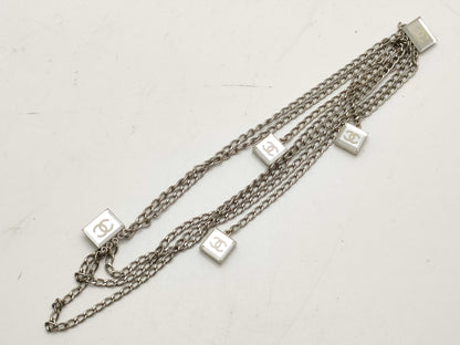 CHANEL Coco Mark 03C Square Coco Chain Belt Clip Silver Belt