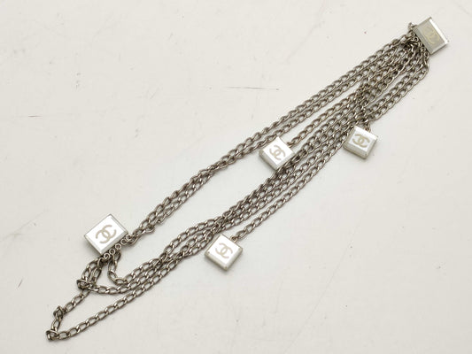 CHANEL Coco Mark 03C Square Coco Chain Belt Clip Silver Belt