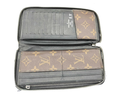 LOUIS VUITTON CA 2148 Monogram Macassar M60109 Macassar Zippy Vertical Wallet with Initials