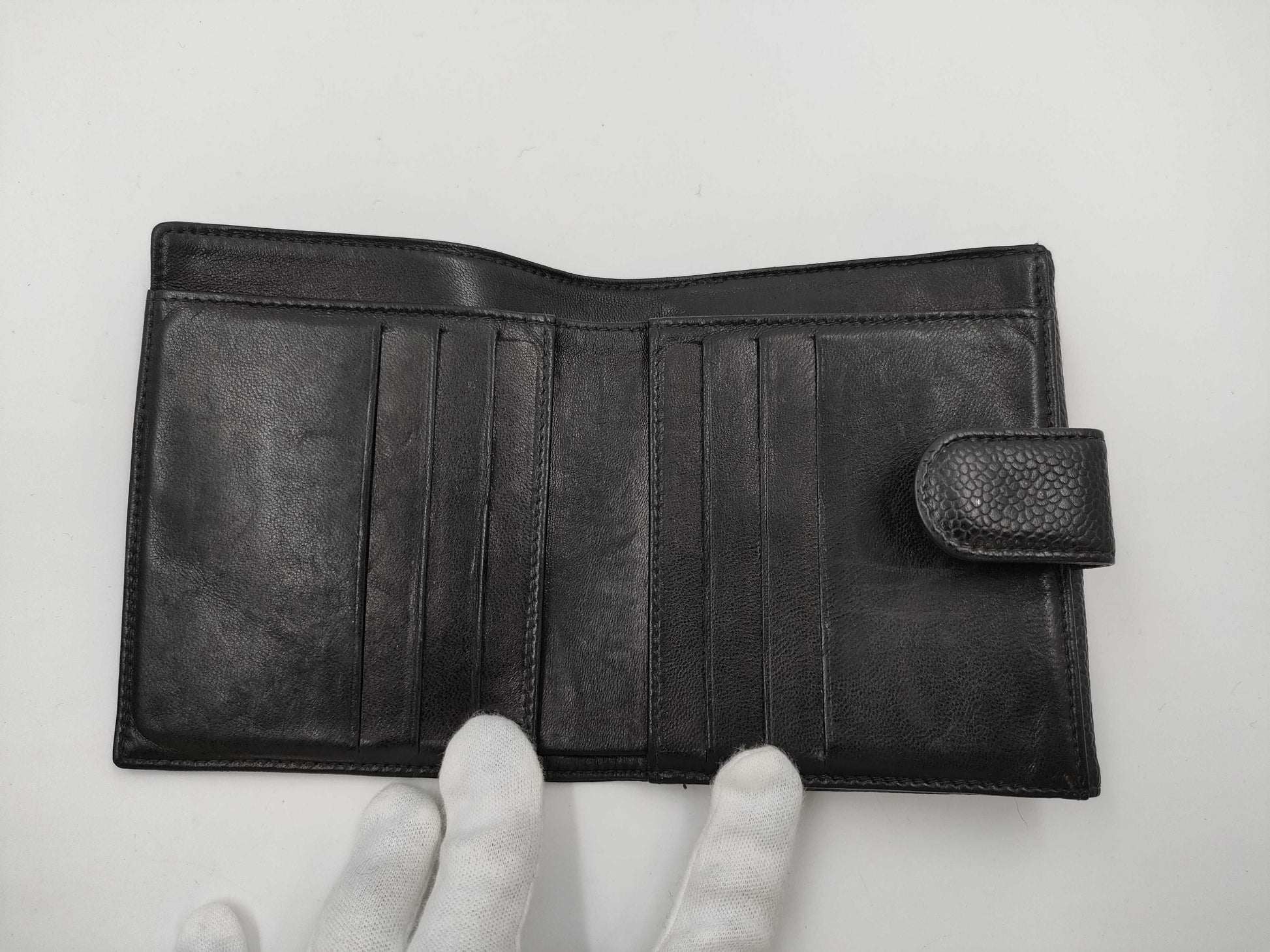 CHANEL Caviar Skin Coco Bifold Compact Wallet, Black