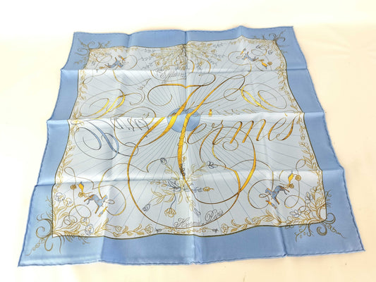 HERMES Petit Carre Carre 45 EFFLUVES Light Blue Unused Scarf