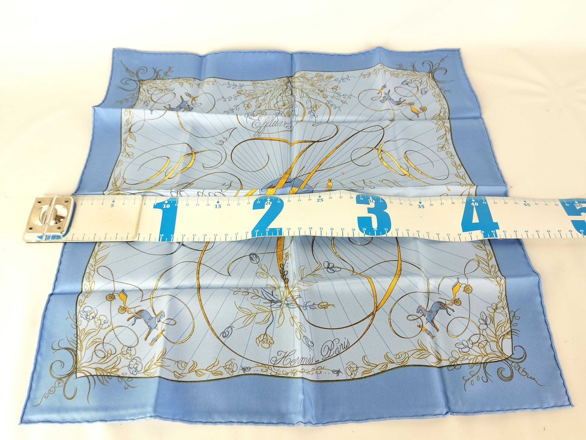 HERMES Petit Carre Carre 45 EFFLUVES Light Blue Unused Scarf