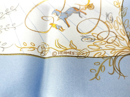 HERMES Petit Carre Carre 45 EFFLUVES Light Blue Unused Scarf