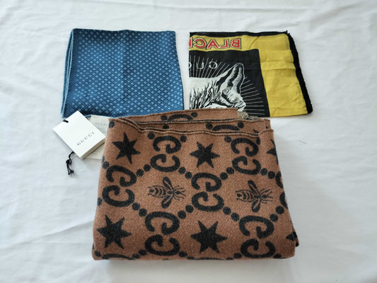 GUCCI 3-piece set including scarf, handkerchief, and scarf