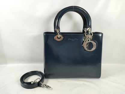 Dior Lady Dior 2-Way/Silver Hardware Handbag