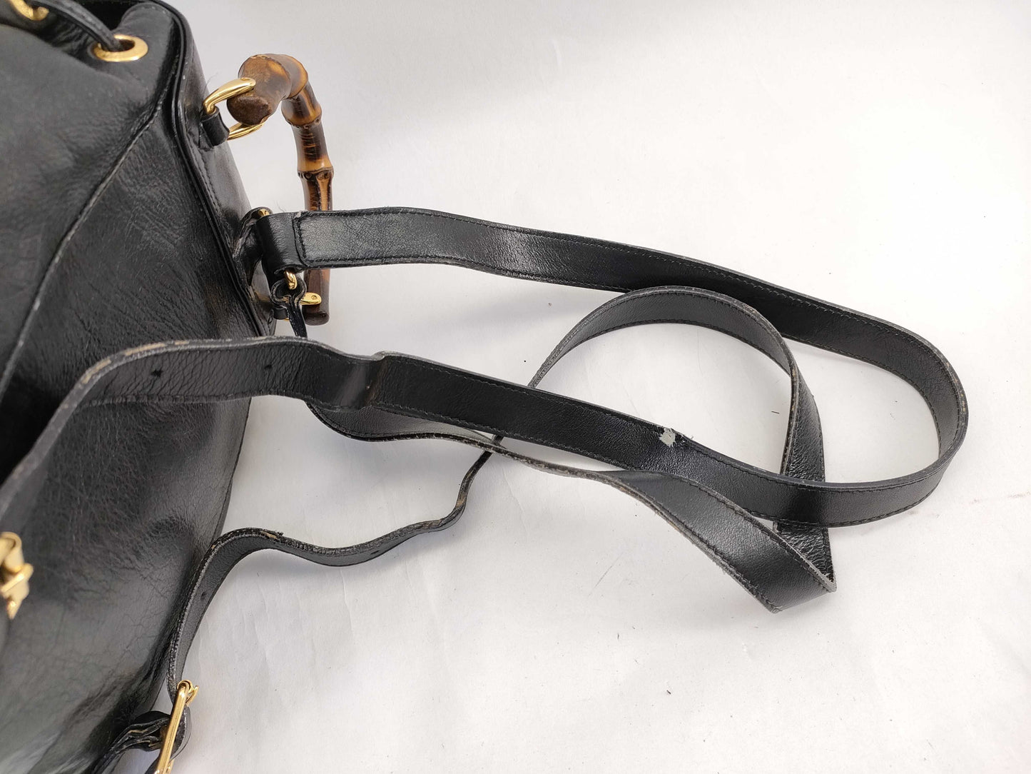 GUCCI Bamboo Leather Backpack in Black