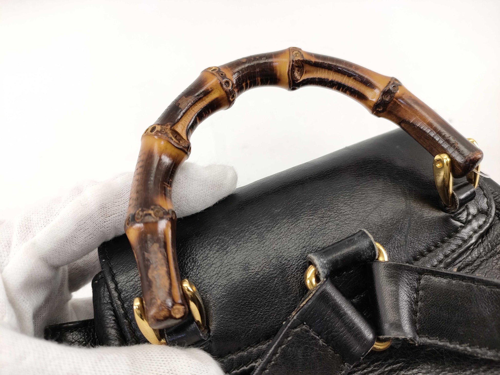 GUCCI Bamboo Leather Backpack in Black