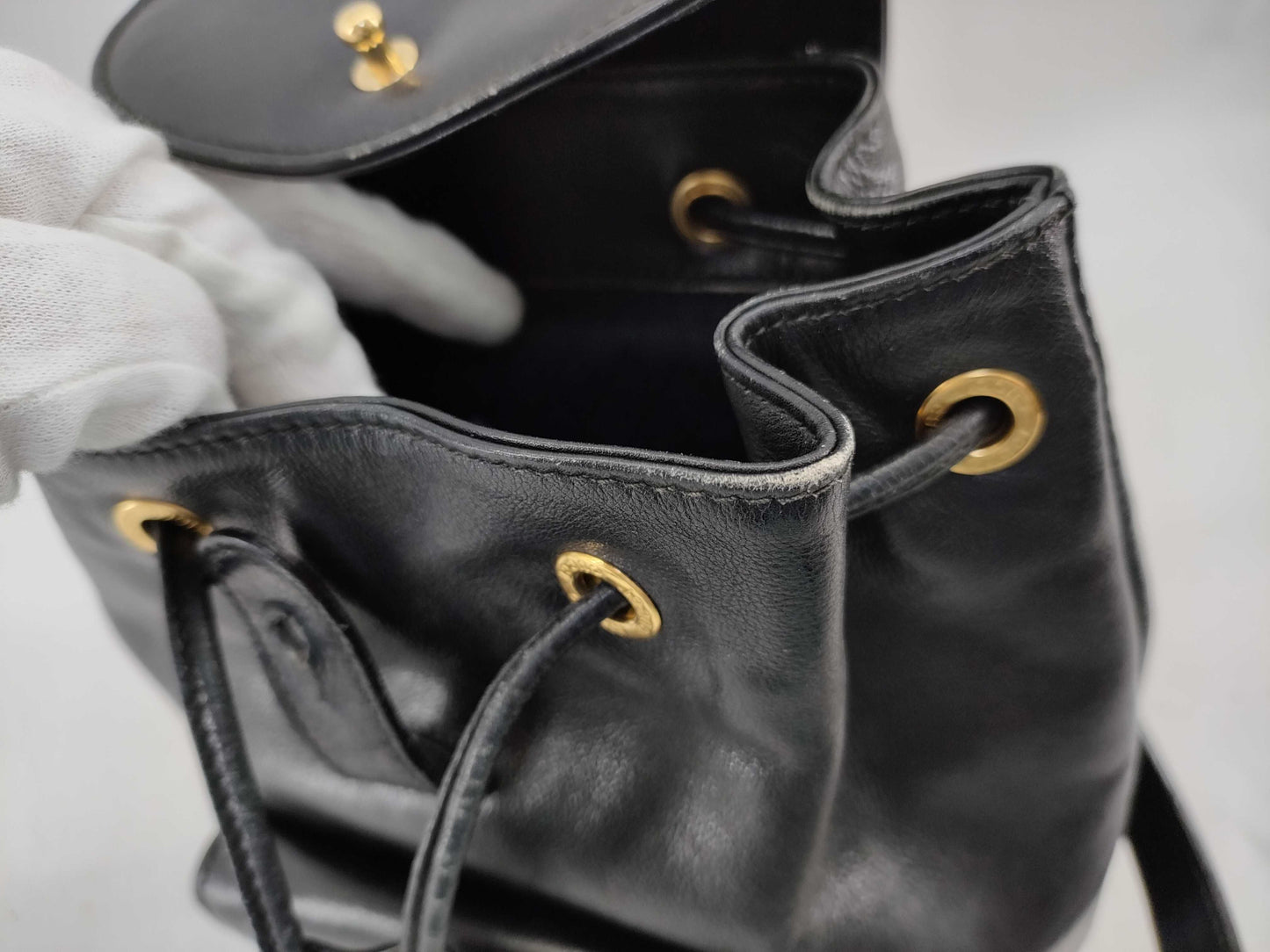 GUCCI Bamboo Leather Backpack in Black