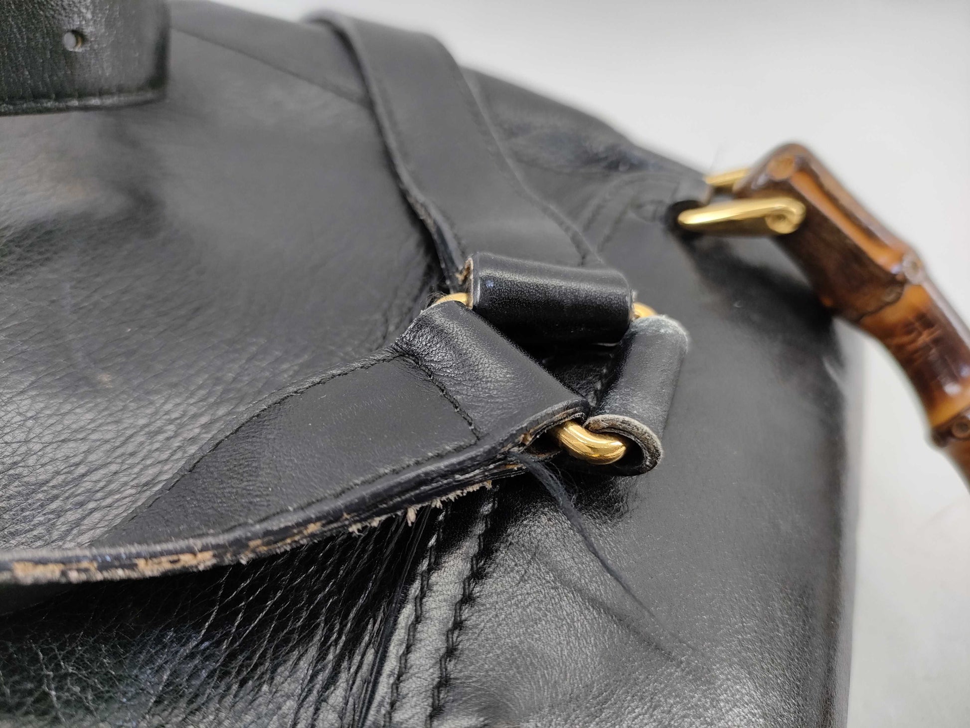GUCCI Bamboo Leather Backpack in Black
