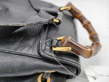 GUCCI Bamboo Leather Backpack in Black