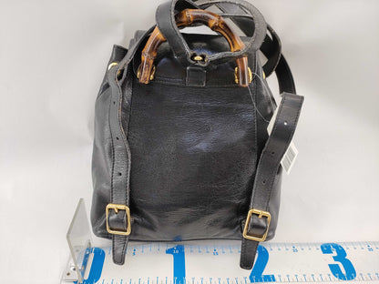 GUCCI Bamboo Leather Backpack in Black