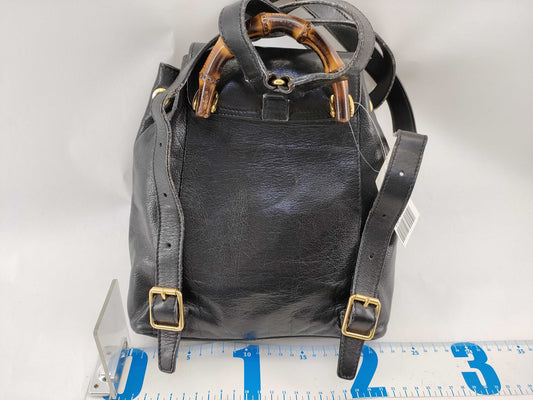 GUCCI Bamboo Leather Backpack in Black