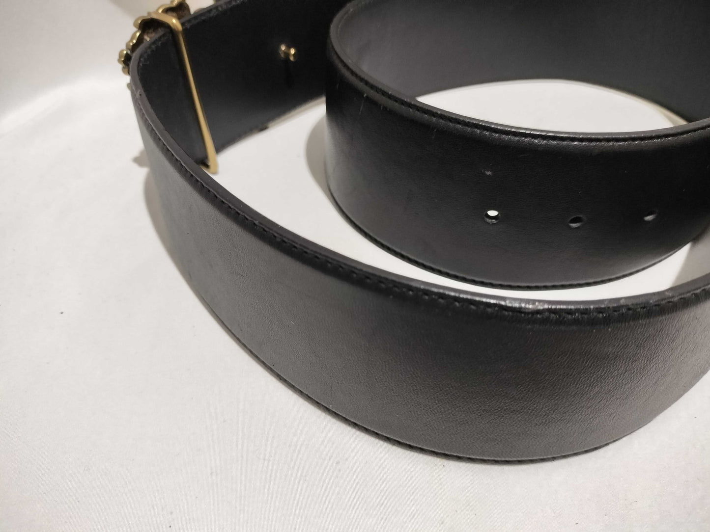 Yves Saint Laurent Gold-Plated Buckle Leather Belt