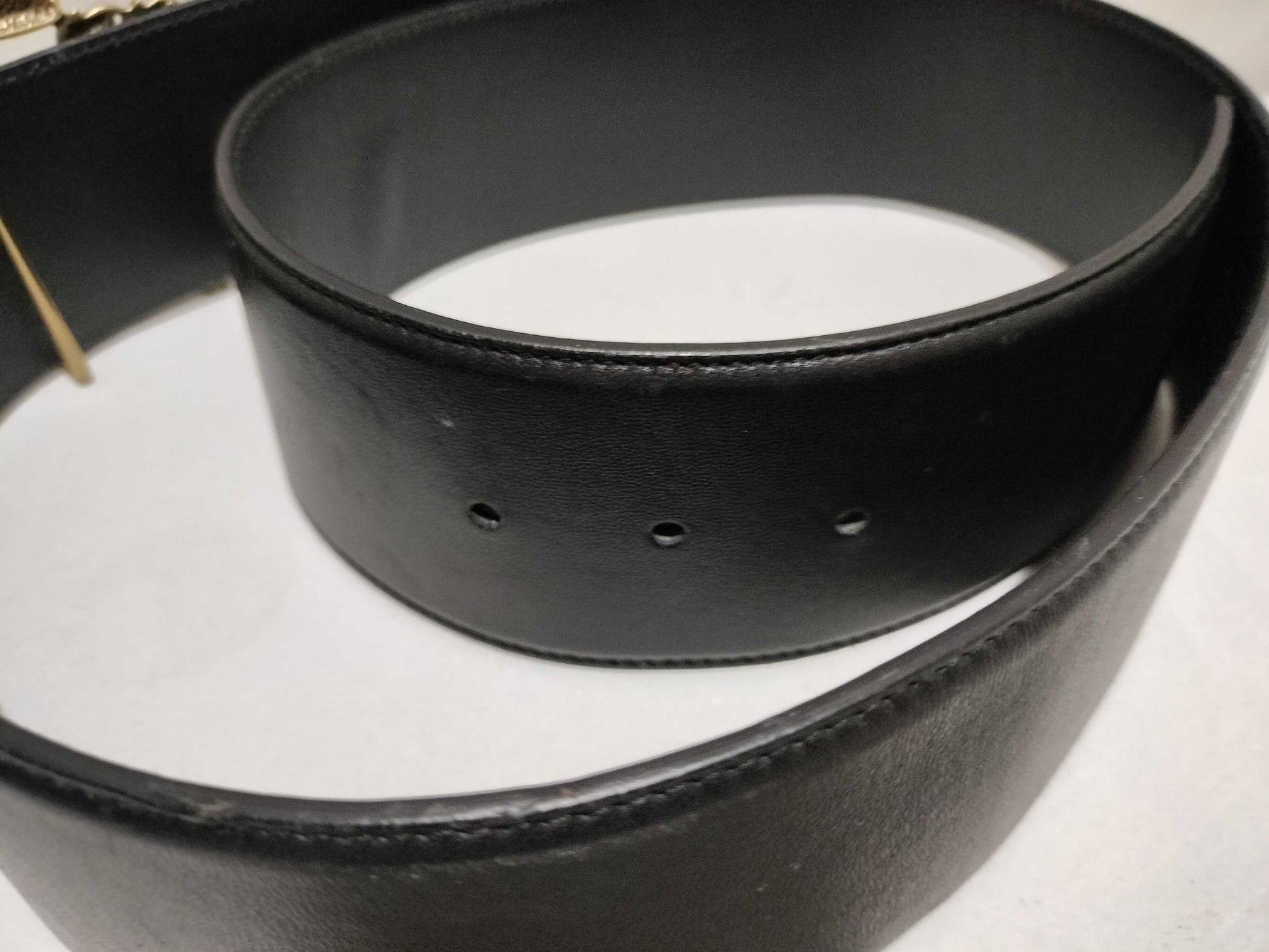 Yves Saint Laurent Gold-Plated Buckle Leather Belt