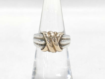 Tiffany & Co. K10/925 Grooved Ring with Cross Motif