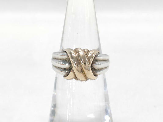 Tiffany & Co. K10/925 Grooved Ring with Cross Motif