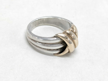 Tiffany & Co. K10/925 Grooved Ring with Cross Motif