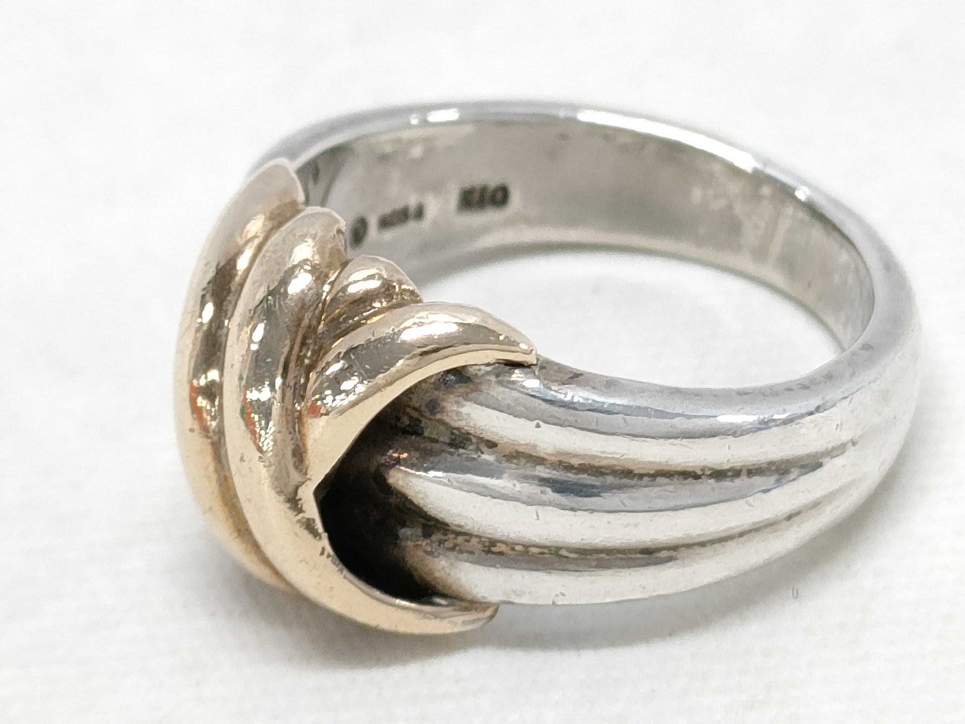 Tiffany & Co. K10/925 Grooved Ring with Cross Motif
