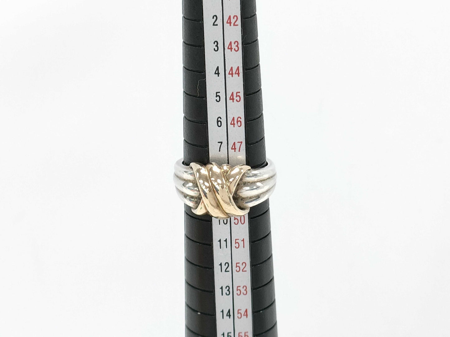 Tiffany & Co. K10/925 Grooved Ring with Cross Motif