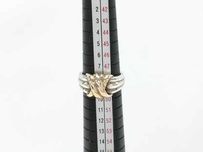 Tiffany & Co. K10/925 Grooved Ring with Cross Motif