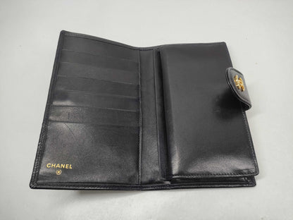 CHANEL [With sticker card] No. 4 long wallet with warranty card and box