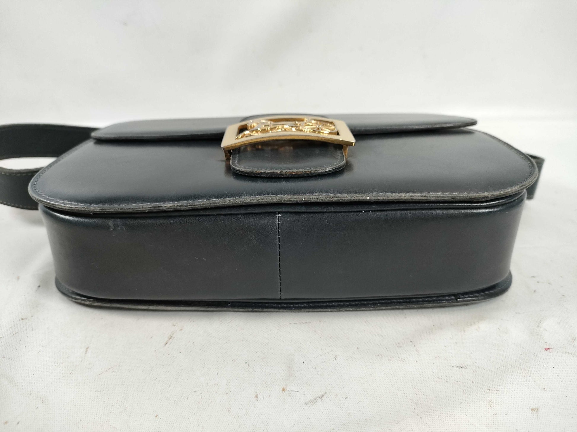 CELINE Carriage Shoulder Bag, Leather, Black, Shoulder Bag