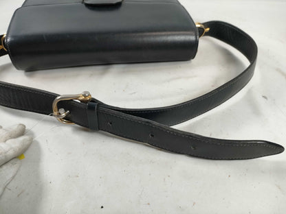 CELINE Carriage Shoulder Bag, Leather, Black, Shoulder Bag