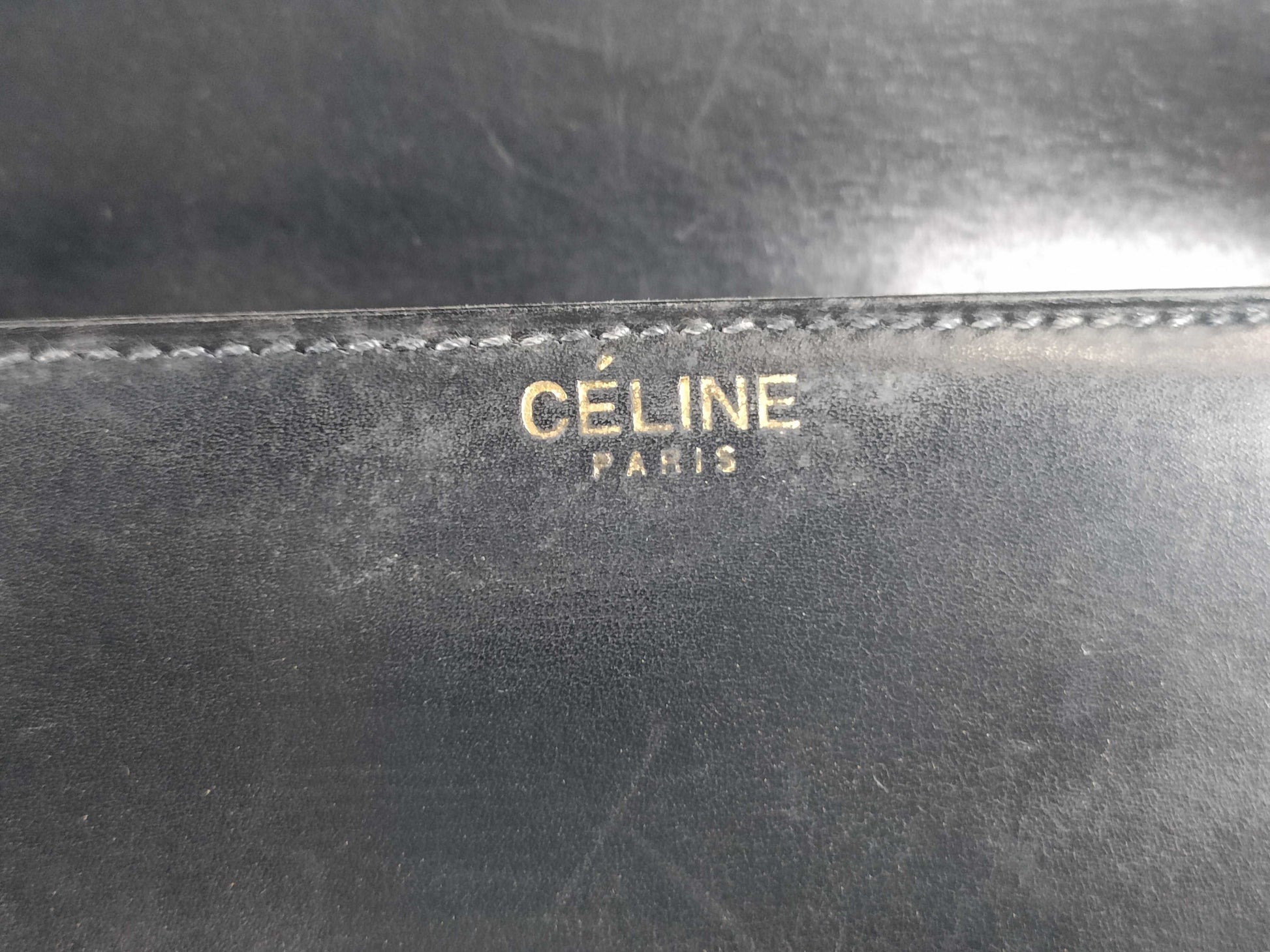 CELINE Carriage Shoulder Bag, Leather, Black, Shoulder Bag