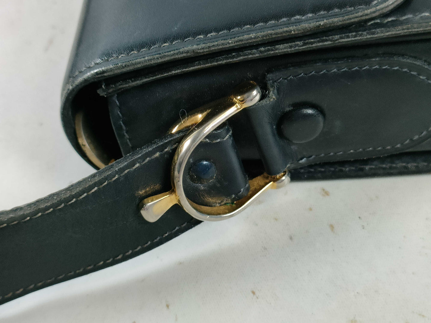 CELINE Carriage Shoulder Bag, Leather, Black, Shoulder Bag