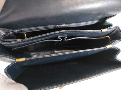 CELINE Carriage Shoulder Bag, Leather, Black, Shoulder Bag