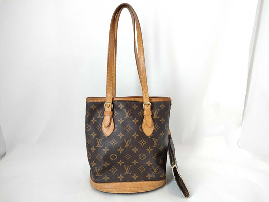 LOUIS VUITTON RFID Unverified AR1908 Monogram Bucket PM Shoulder Bag with Pouch