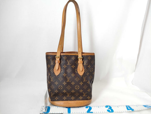 LOUIS VUITTON RFID Unverified AR1908 Monogram Bucket PM Shoulder Bag with Pouch