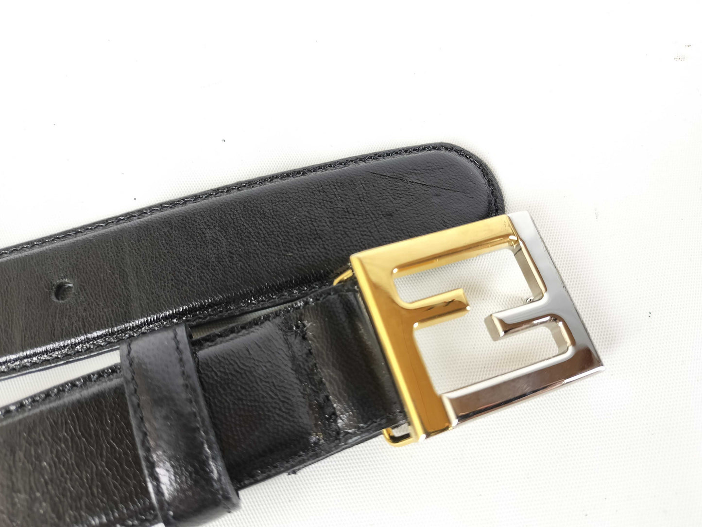 FENDI leather metal belt