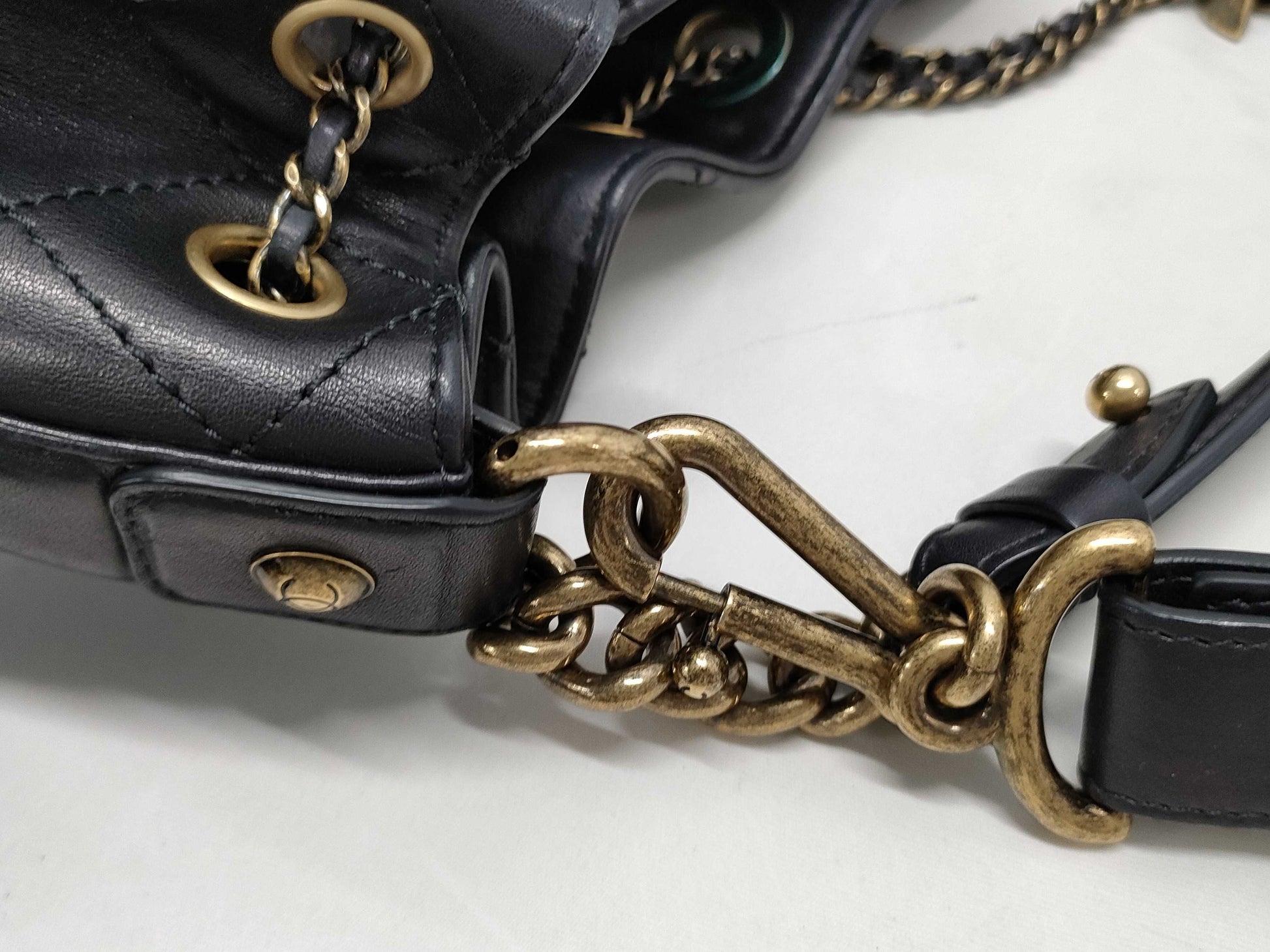 CHANEL CC Mark Vintage Gold Hardware Drawstring One-Shoulder Bag