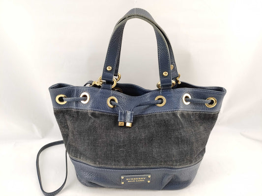 BURBERRY Blue Label Denim Nova Check Handbag